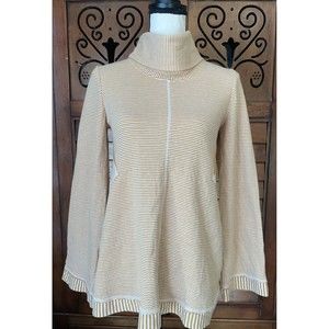 Anthropologie Maeve Mustard Stripe Long Sleeve Cowl Neck Top Womens XS